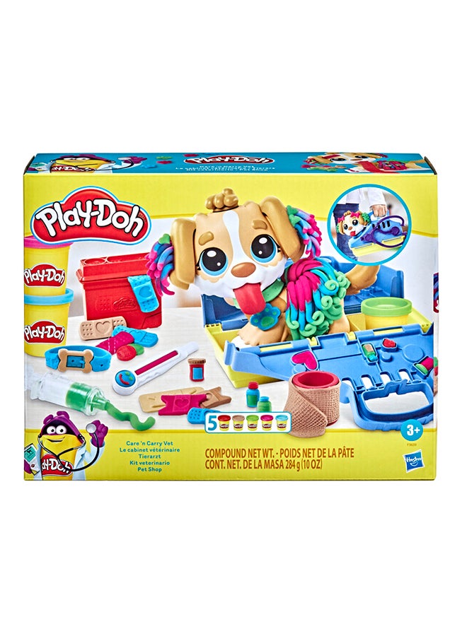 Play-Doh Care And Carry Vet Playset for Kids 3 Years and Up with Toy Dog, Storage, 10 Tools, and 5 Modeling Compound Colors, Non-Toxic  - Image 1