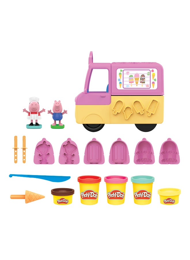 Play-Doh - Play-Doh Peppa's Ice Cream Playset with Ice Cream Truck, Peppa and George Figures, and 5 Non-Toxic Modeling Compound Cans, Peppa  Toy for Kids 3 Years and Up - Image 1