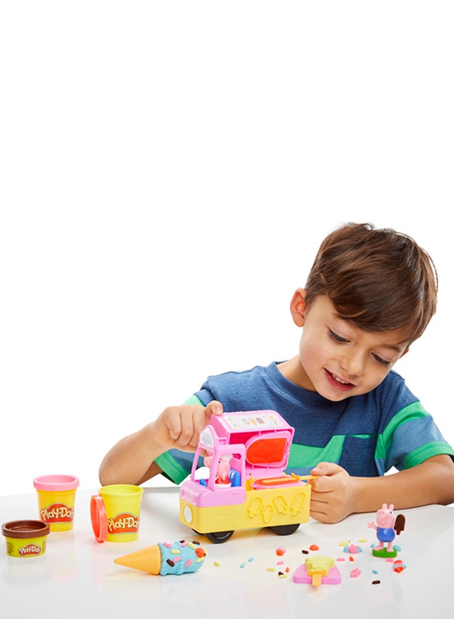 Play-Doh - Play-Doh Peppa's Ice Cream Playset with Ice Cream Truck, Peppa and George Figures, and 5 Non-Toxic Modeling Compound Cans, Peppa  Toy for Kids 3 Years and Up - Image 1
