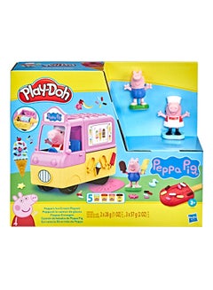 Play-Doh Peppa's Ice Cream Playset with Ice Cream Truck, Peppa and George Figures, and 5 Non-Toxic Modeling Compound Cans, Peppa  Toy for Kids 3 Years and Up