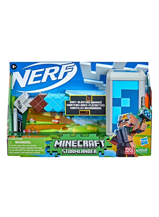 نيرف - مطرقة ستورملاندر دارت-بلاستينج من لعبة "Minecraft"، تطلق 3 سهام، وتشمل 3 سهام نيرف إيليت الرسمية، ومقبض تقليم يُسحب للخلف من نيرف - Image 1