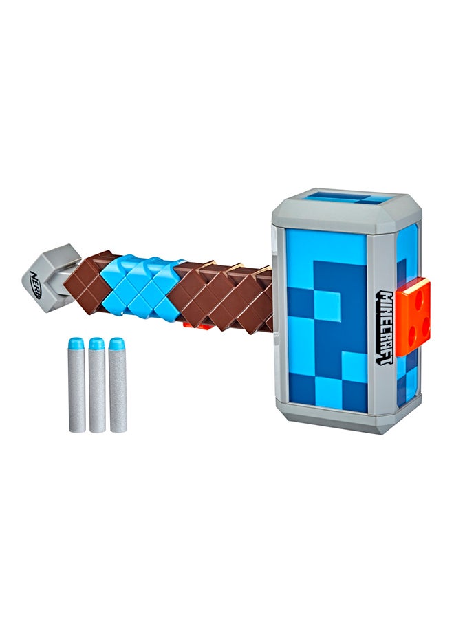 نيرف - مطرقة ستورملاندر دارت-بلاستينج من لعبة "Minecraft"، تطلق 3 سهام، وتشمل 3 سهام نيرف إيليت الرسمية، ومقبض تقليم يُسحب للخلف من نيرف - Image 1