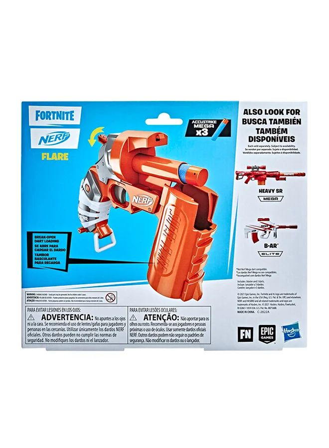 NERF Nerf Fortnite Flare Dart Blaster, Break-Open Dart Loading, Includes 3 Official Nerf AccuStrike Mega Darts, Pull-Down Priming Handle