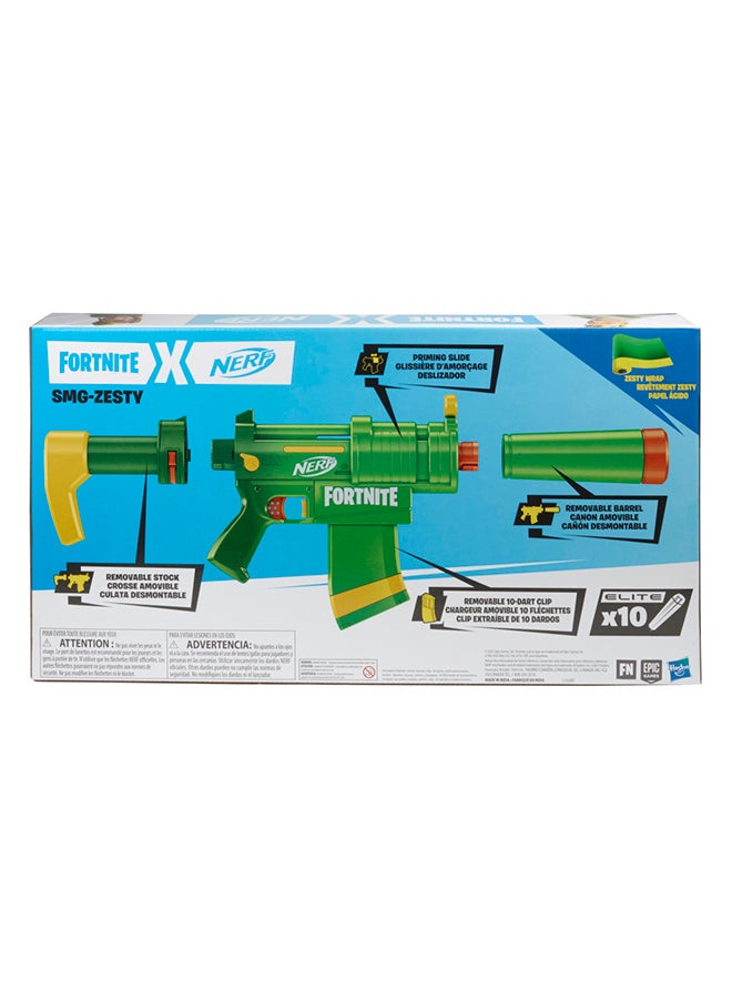 NERF - Fortnite SMG-Zesty Elite Dart Blaster Removable Stock And Barrel Removable 10-Dart Clip - Image 1