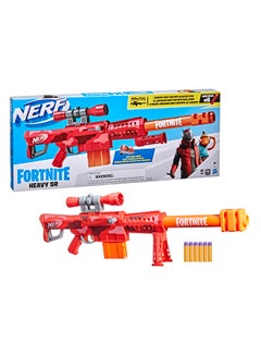 Nerf Fortnite Heavy SR Blaster, Longest Nerf Fortnite Blaster Ever, Removable Scope, Bolt Action, 6 Official Nerf Mega Darts, 6-Dart Clip