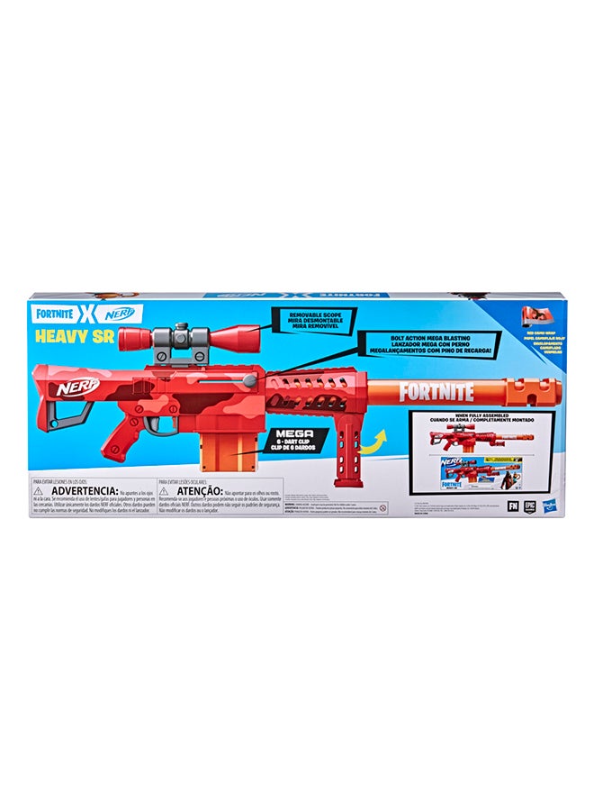 NERF - Nerf Fortnite Heavy SR Blaster, Longest Nerf Fortnite Blaster Ever, Removable Scope, Bolt Action, 6 Official Nerf Mega Darts, 6-Dart Clip - Image 1