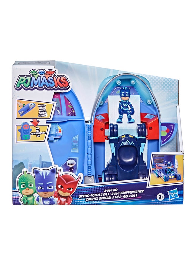 مجموعة ألعاب 2 في 1 من PJ Masks، المقر الرئيسي والصواريخ، للأطفال من سن 3 سنوات فما فوق، تتضمن شخصية Catboy ومركبة Cat-Car - v1648716617/N52801472A_1