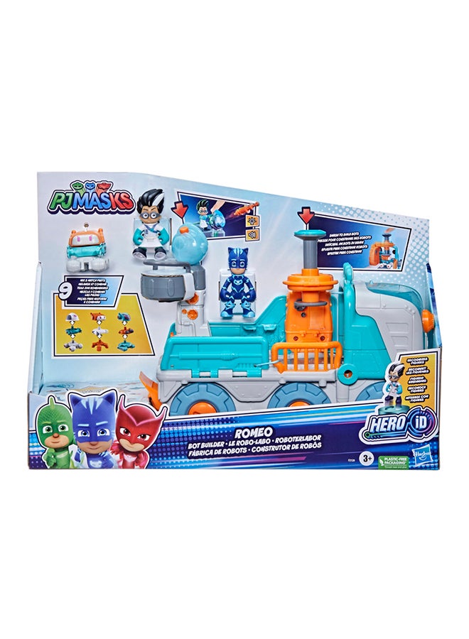 PJMASKS - Romeo Bot Builder Preschool Toy, 2-in-1 Romeo Vehicle and Robot Factory Playset with Lights and Sounds - Image 1