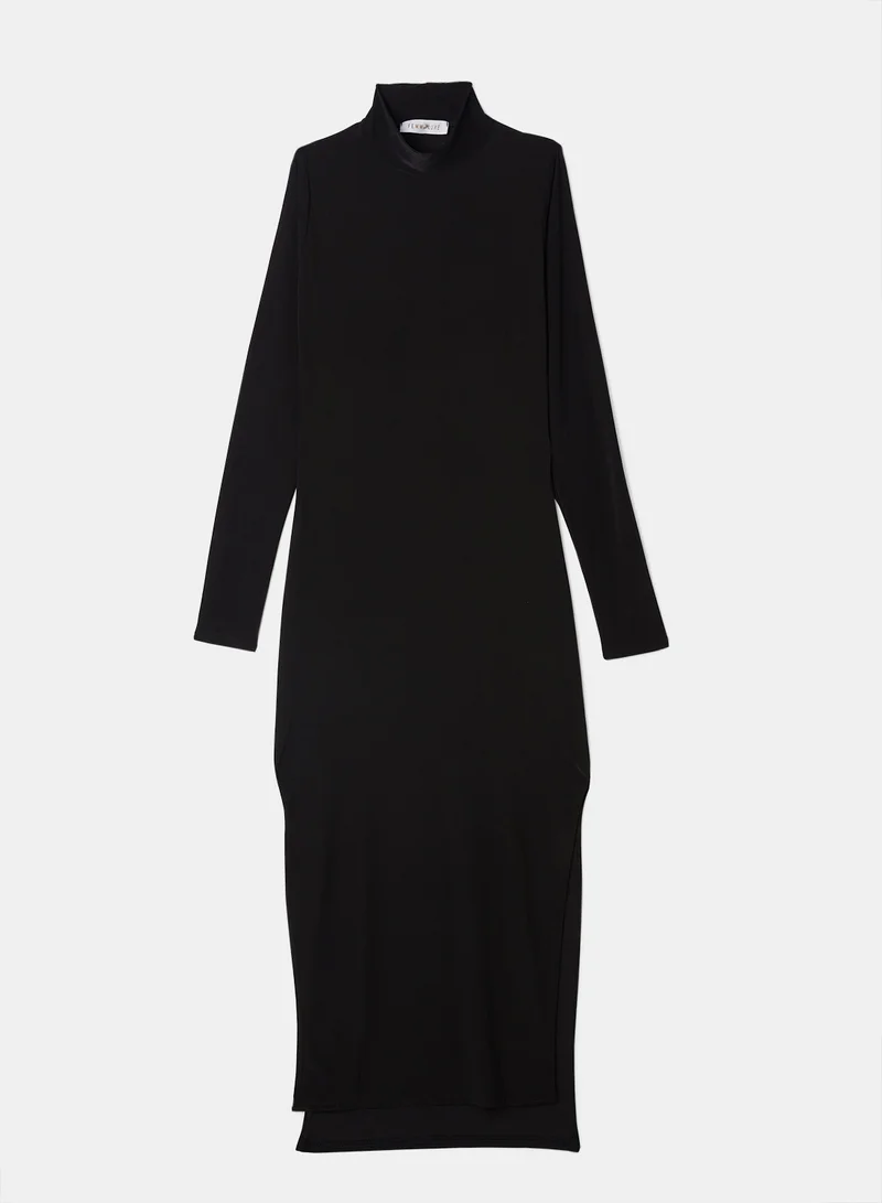 FEMME LUXE Side Slit Dress Black