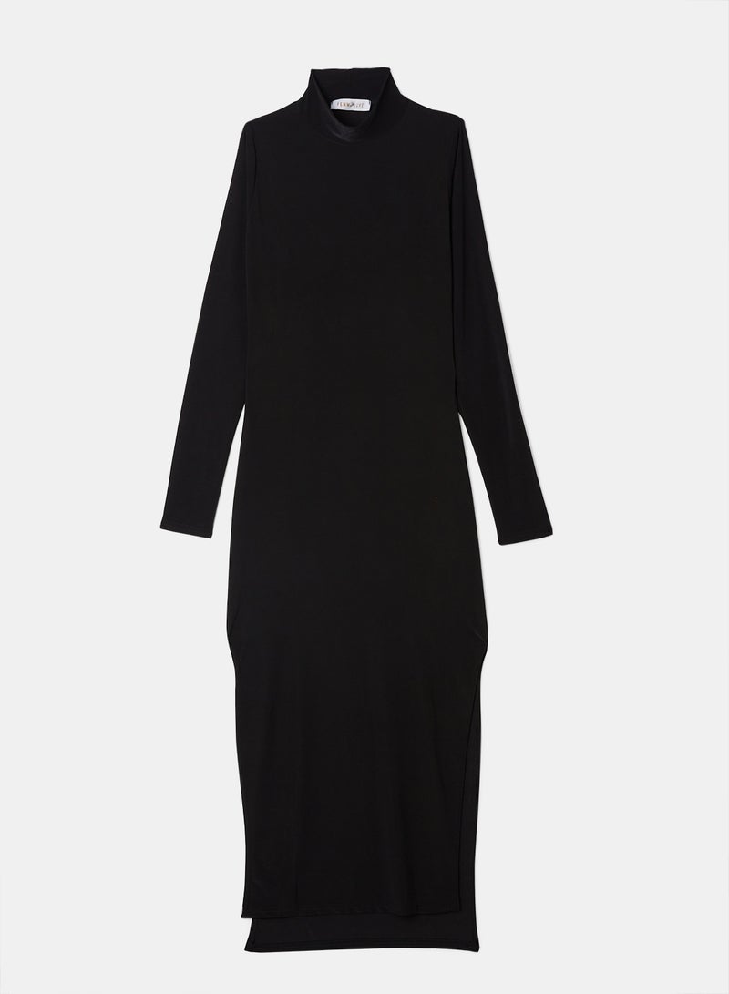 فيمي لوكس فستان بفتحة جانبية أسود - Image 1