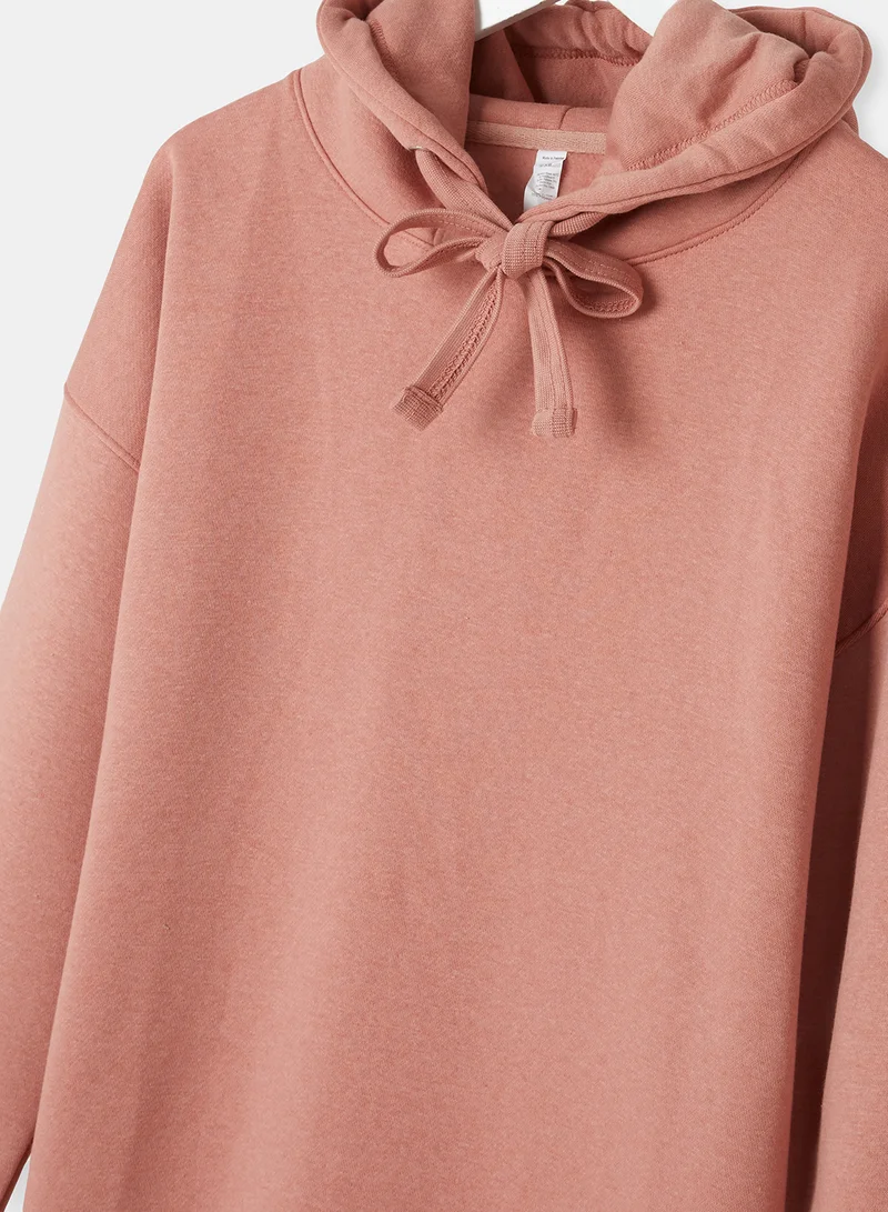 FEMME LUXE Solid Hooded Dress Dusky Pink
