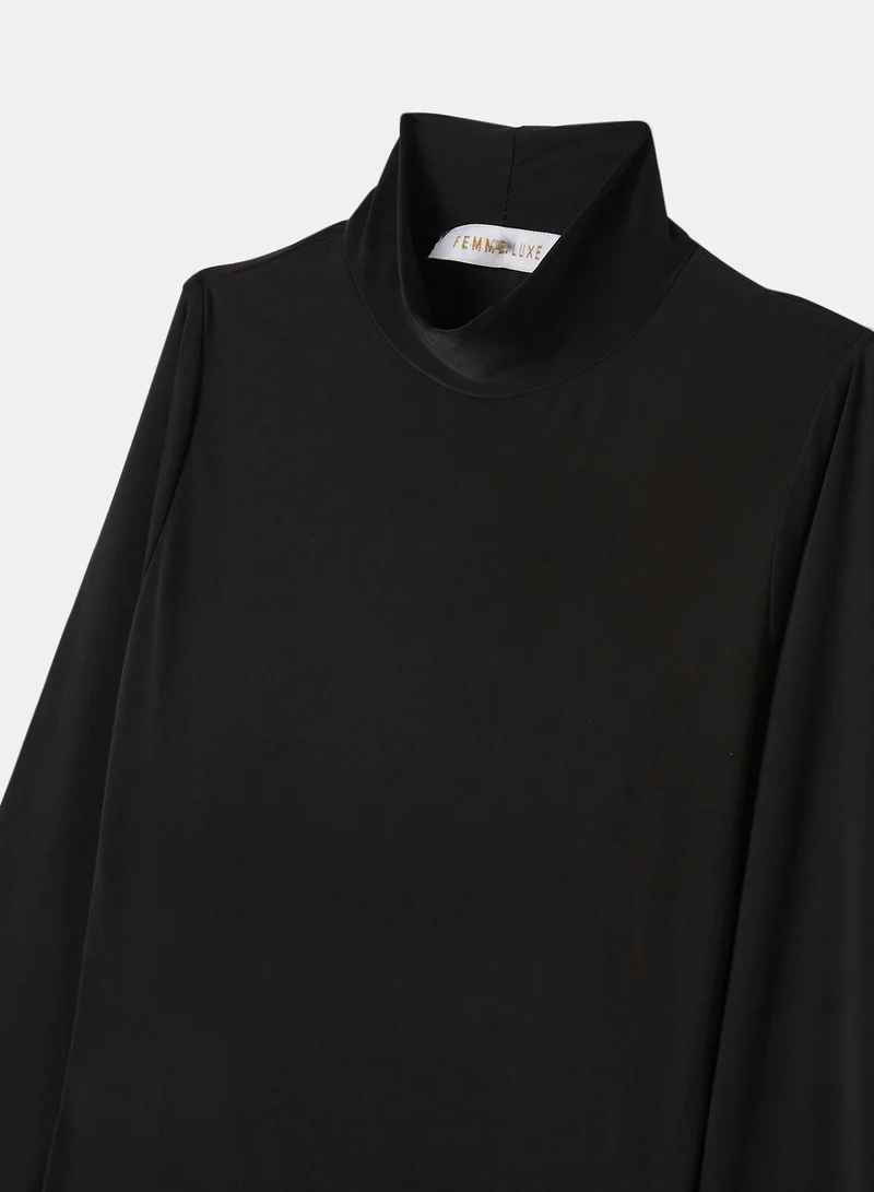 FEMME LUXE Side Slit Dress Black