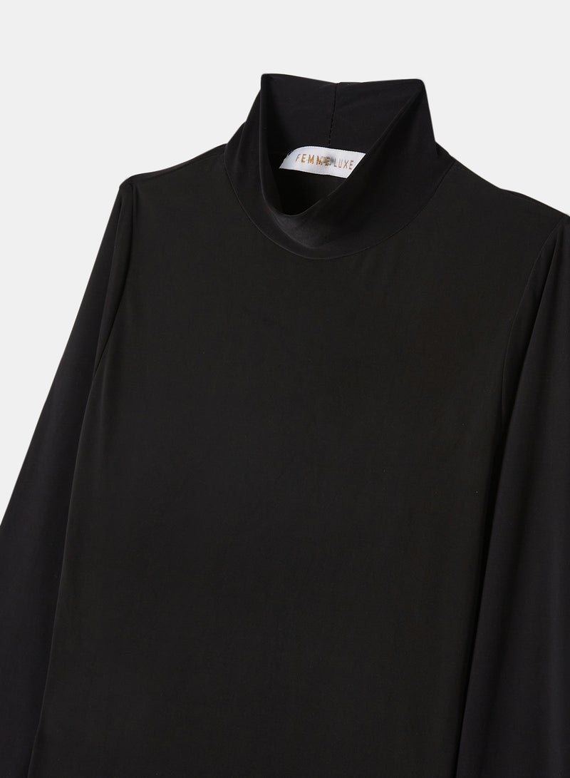 فيمي لوكس فستان بفتحة جانبية أسود - Image 3