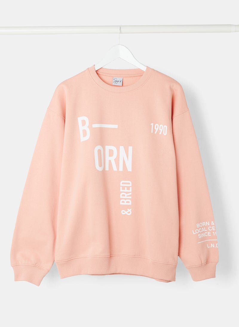 STATE 8 Printed Sweatshirt Pink  - Image 1