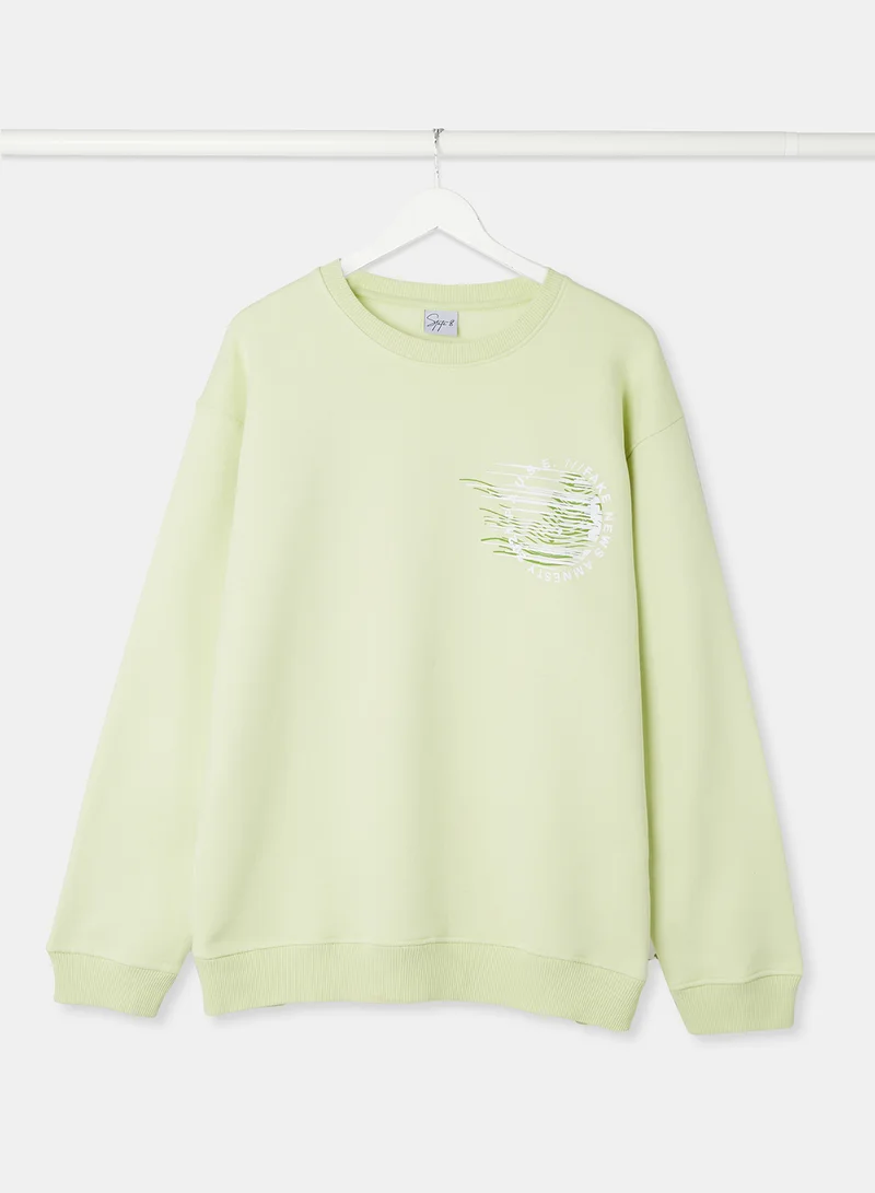 STATE 8 Printed Sweatshirt Light Green