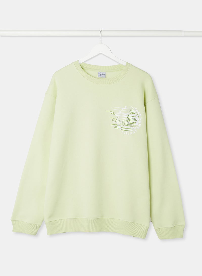 STATE 8 Printed Sweatshirt Light Green  - Image 1