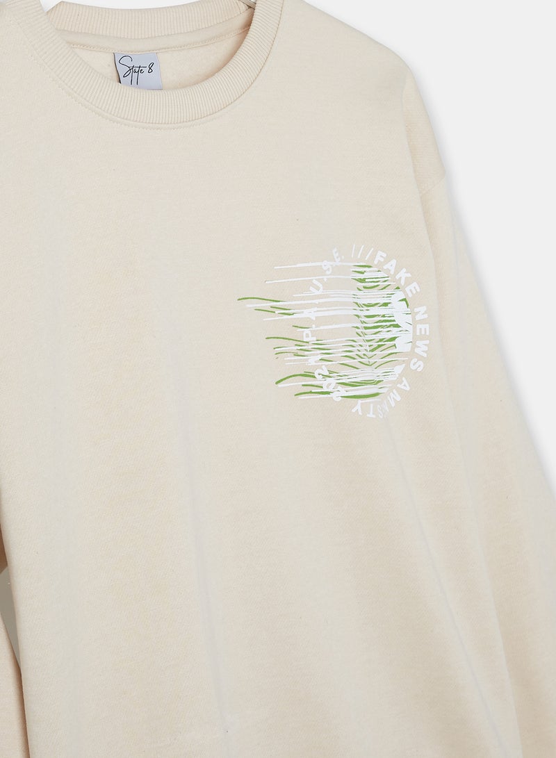STATE 8 Printed Sweatshirt Off-White  - Image 3