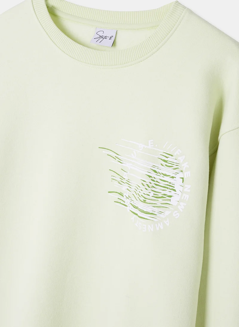 STATE 8 Printed Sweatshirt Light Green