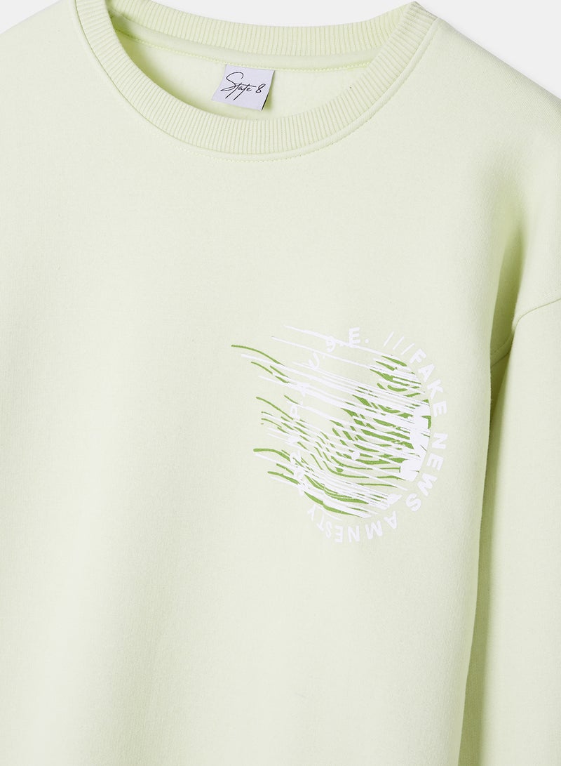 STATE 8 Printed Sweatshirt Light Green  - Image 2