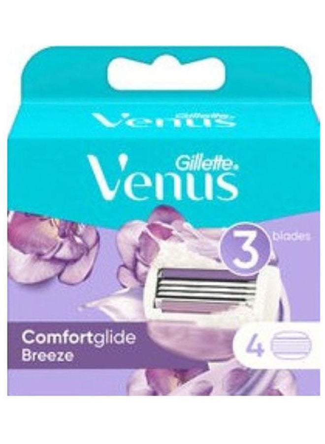 شفرات حلاقة بديلة للسيدات من Venus Breeze مع ألواح جل الحلاقة - 4 قطع