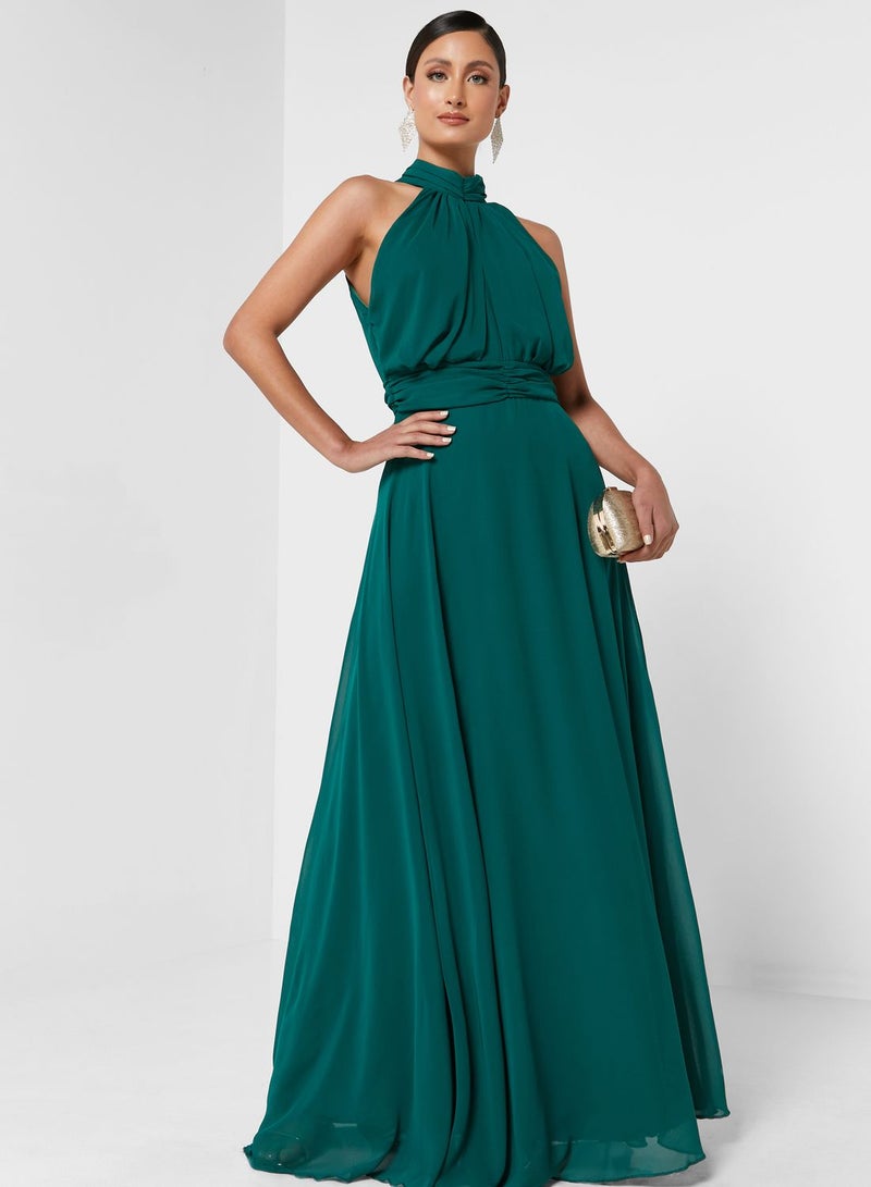 Ella Limited Edition Halter Neck Chiffon Dress Green  - Image 4