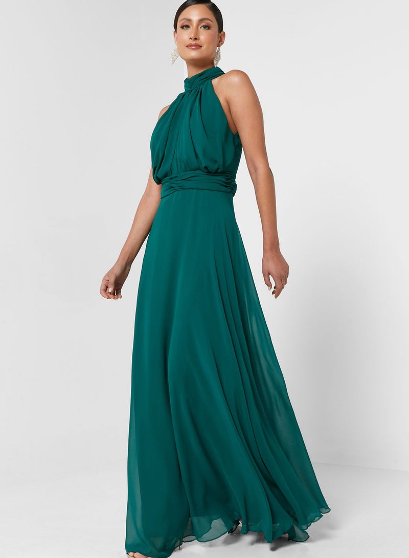 Ella Limited Edition Halter Neck Chiffon Dress Green  - Image 1