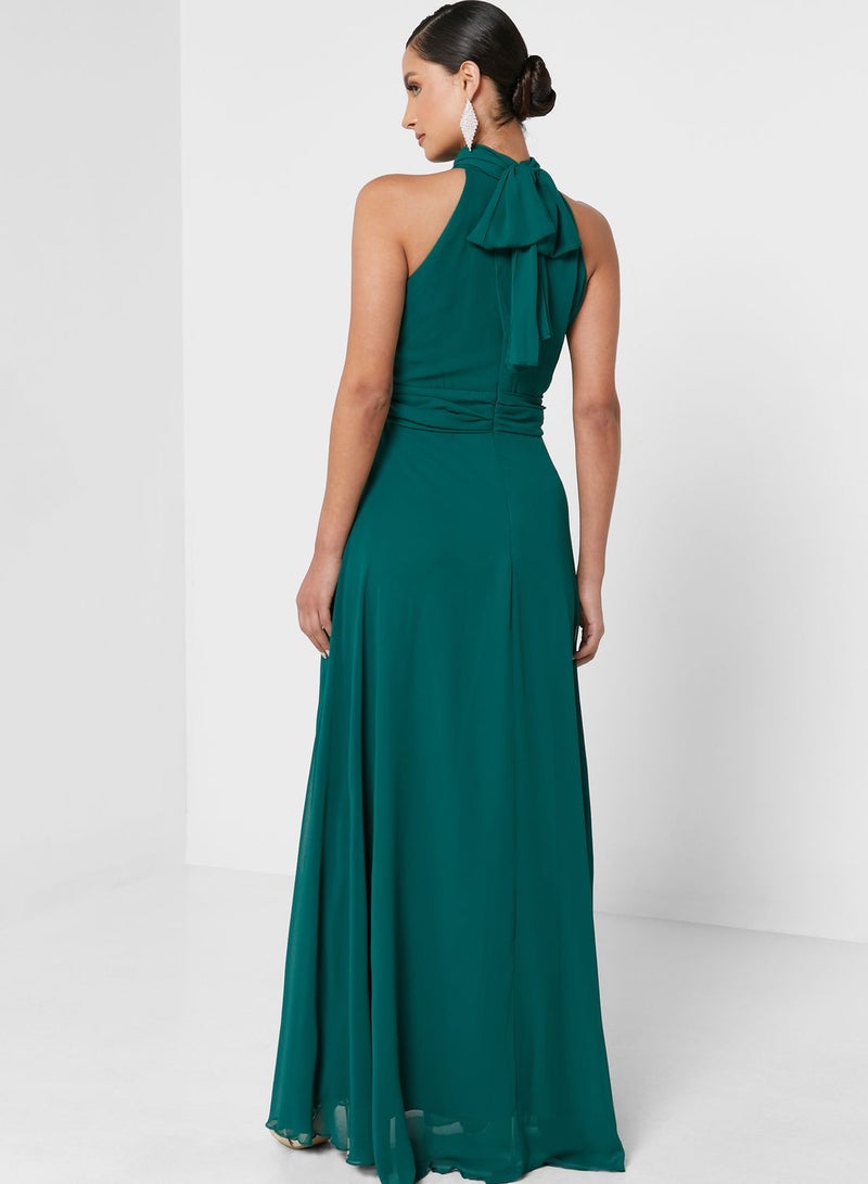 Ella Limited Edition Halter Neck Chiffon Dress Green  - Image 2