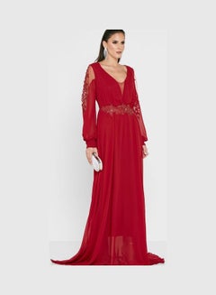 Lace Detail Maxi Dress Red