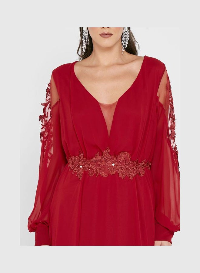 Ella Limited Edition - Lace Detail Maxi Dress Red - Image 1
