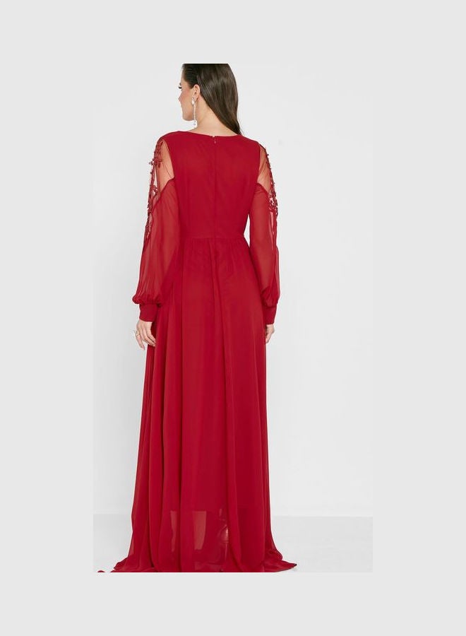 Ella Limited Edition - Lace Detail Maxi Dress Red - Image 1