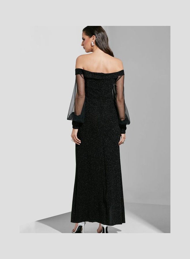 Ella Limited Edition Off Shoulder Detail Gown Black  - Image 2