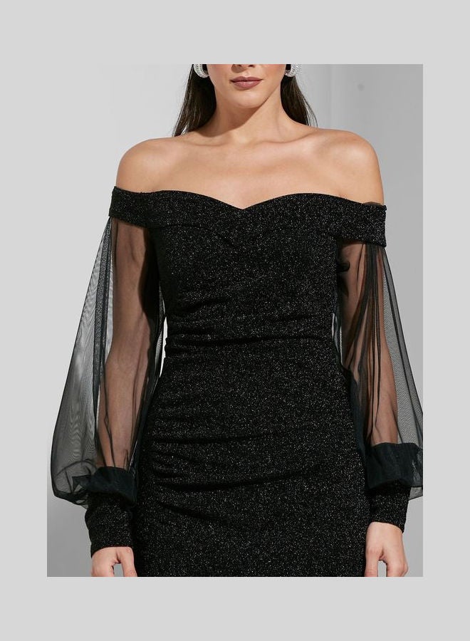 Ella Limited Edition Off Shoulder Detail Gown Black  - Image 3