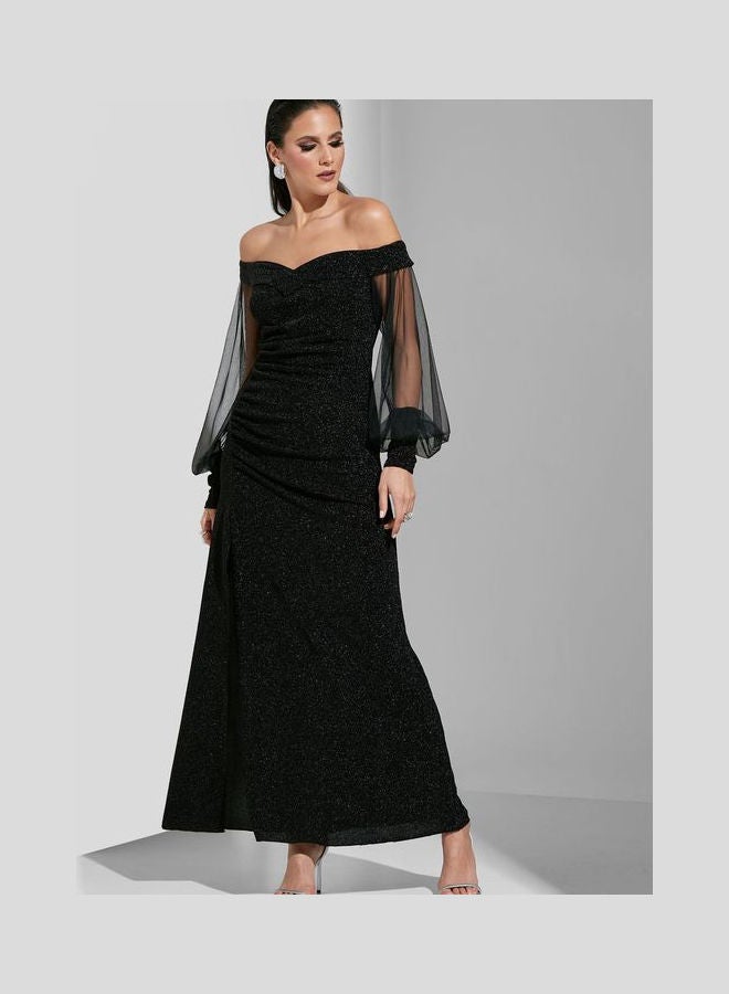 Ella Limited Edition Off Shoulder Detail Gown Black  - Image 4
