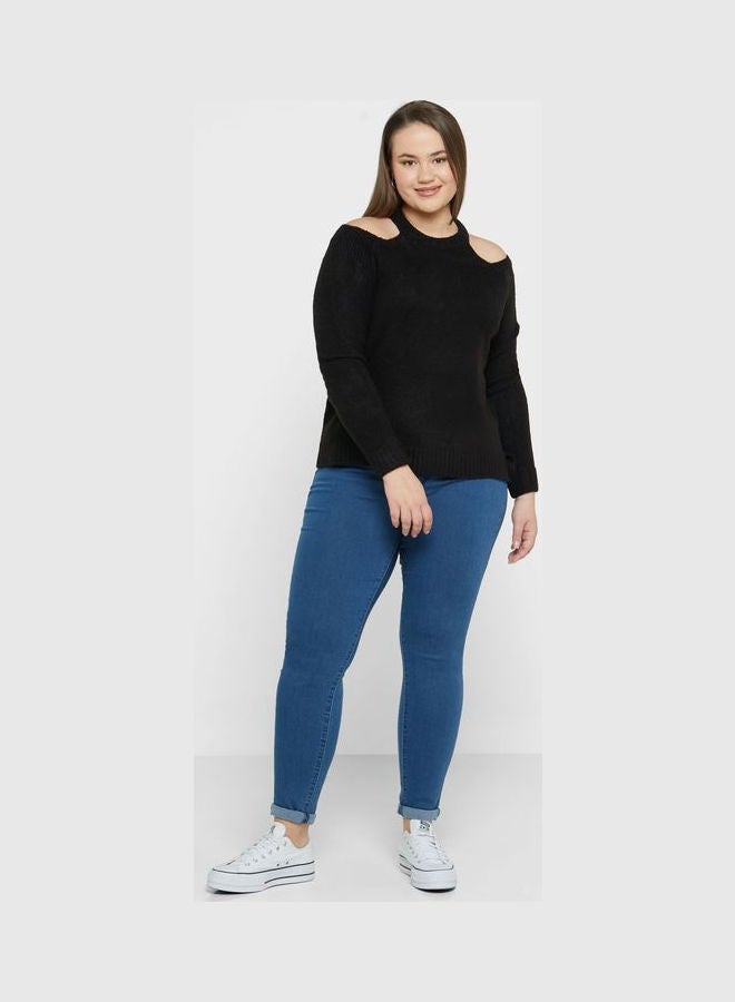 Ella Plus Cold Shoulder Sweater Black  - Image 4