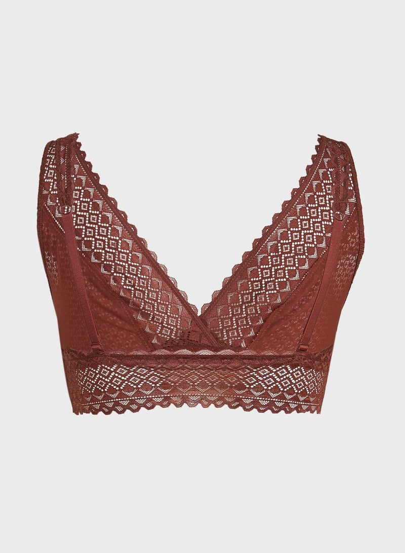 La Senza - Lace Detail Plunge Bra Brown - Image 1