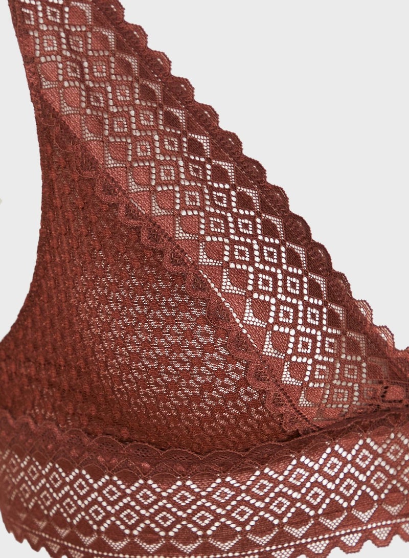 La Senza - Lace Detail Plunge Bra Brown - Image 1