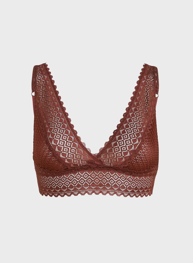 La Senza - Lace Detail Plunge Bra Brown - Image 1