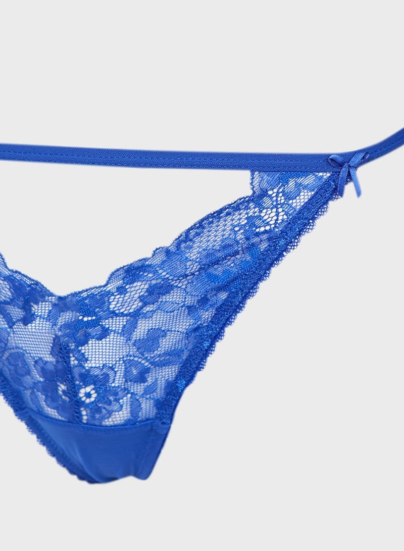 La Senza - High Leg Thongs Royal Blue - Image 1