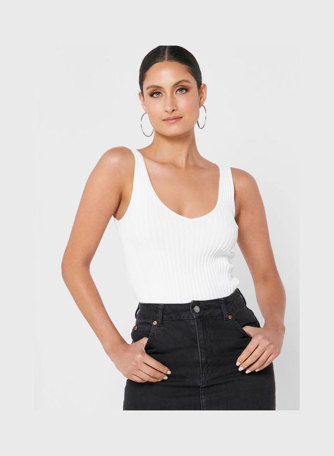 CALVIN KLEIN Ribbed Cami Top White  - Image 1