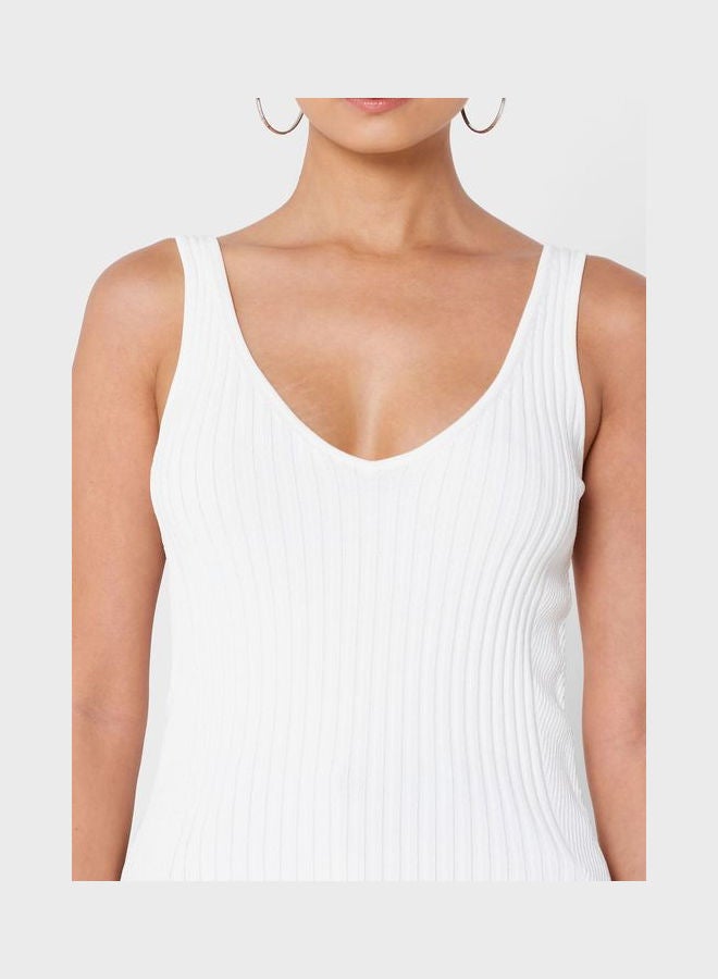 CALVIN KLEIN Ribbed Cami Top White  - Image 3