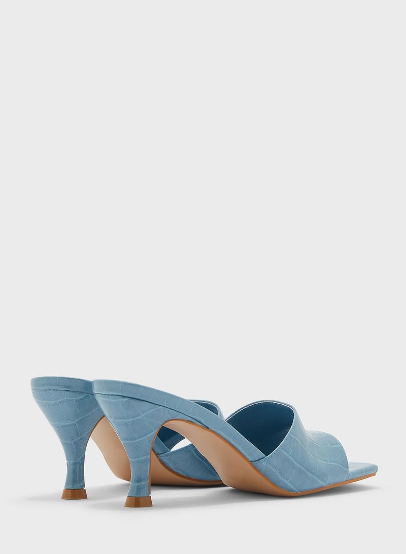 FYOR - One Strap Low Heel Sandals Blue - Image 1