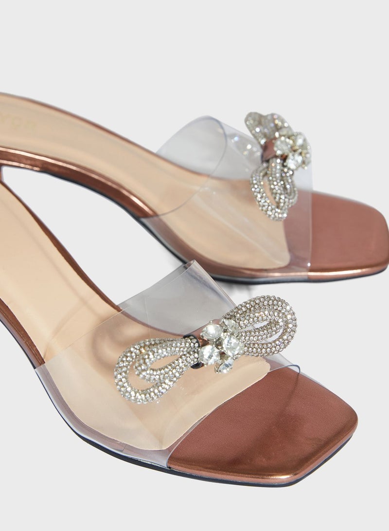 فايور One Strap Low Heel Sandals Bronze  - Image 4