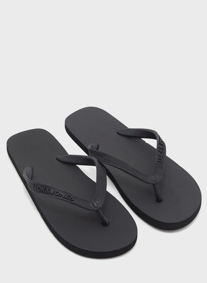 JACK & JONES T Bar Flip Flops Black - Image 1