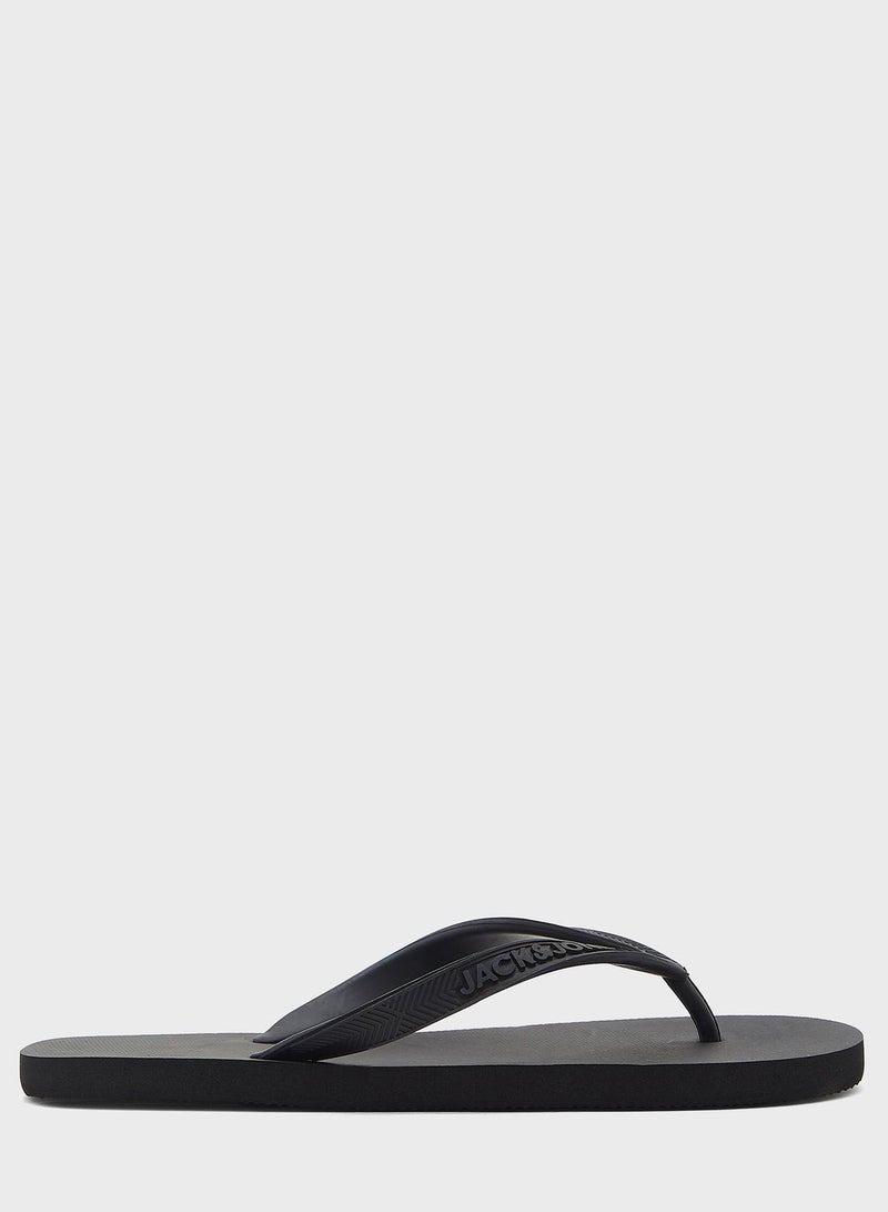 JACK & JONES T Bar Flip Flops Black - Image 2
