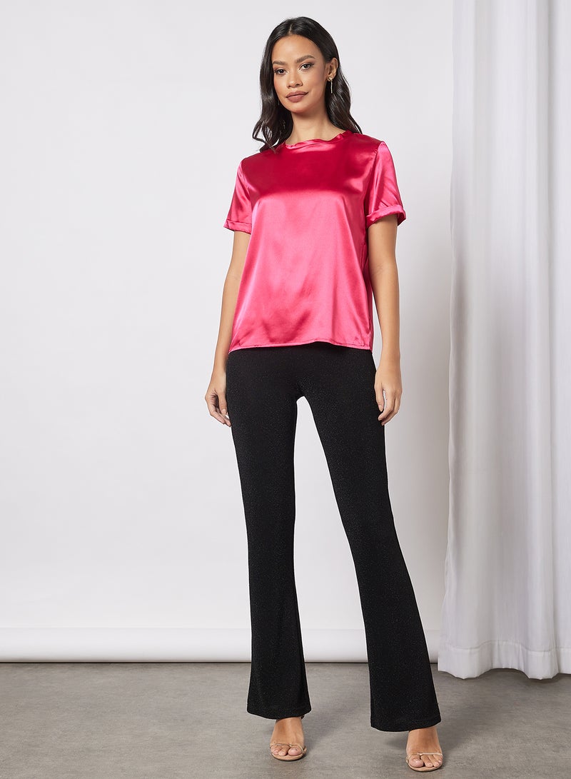 Aila Women's Casual Short Sleeves Crew Neck Top Pink  - Image 4