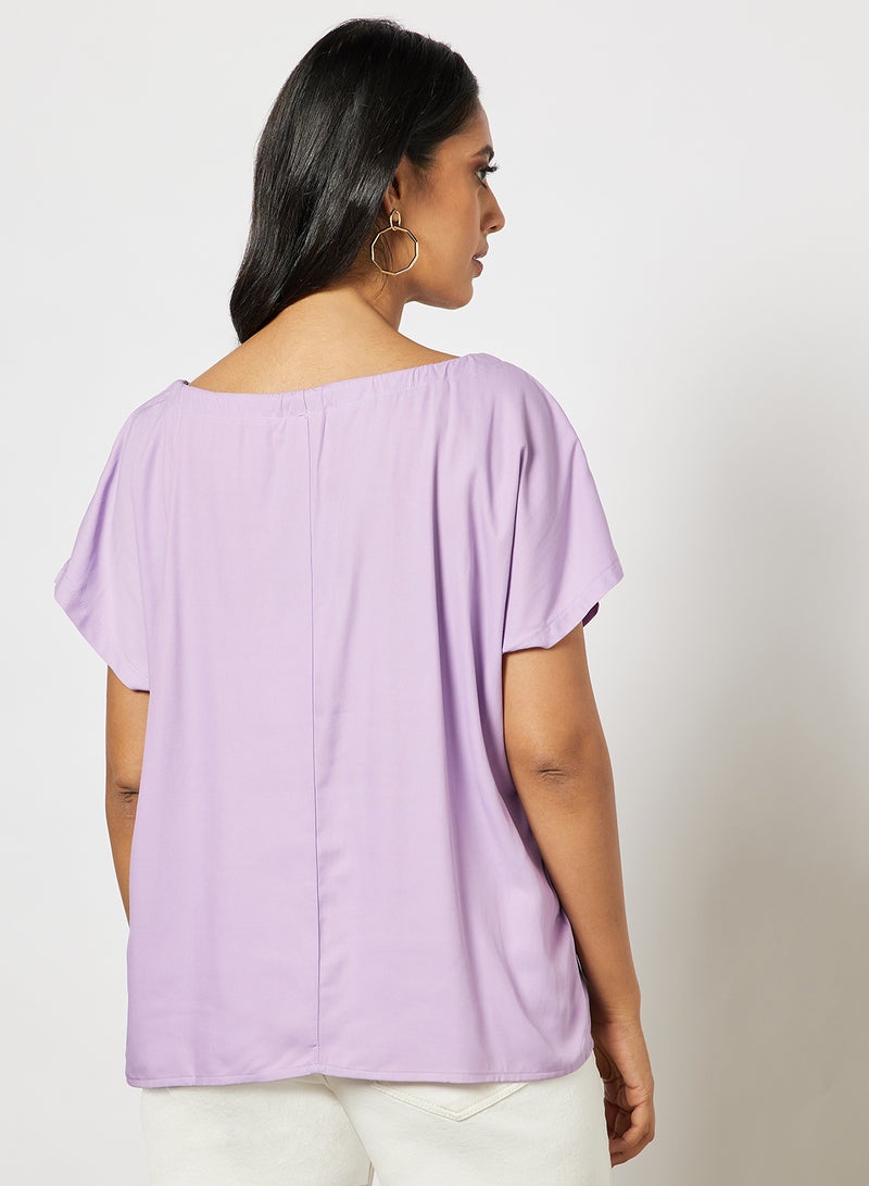 Aila Women's Solid Design Casual Short Sleeve Top Purple  - Image 2