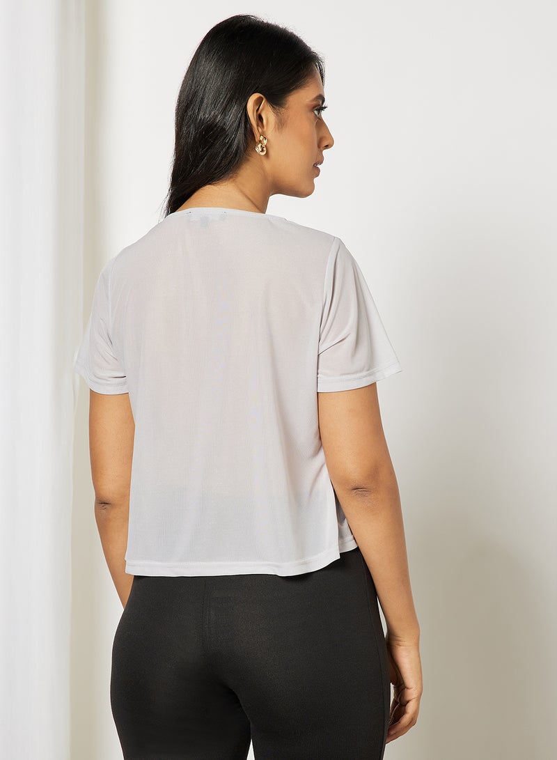 Aila - Women's V-neck Casual Short Sleeve Top Grey - Image 1