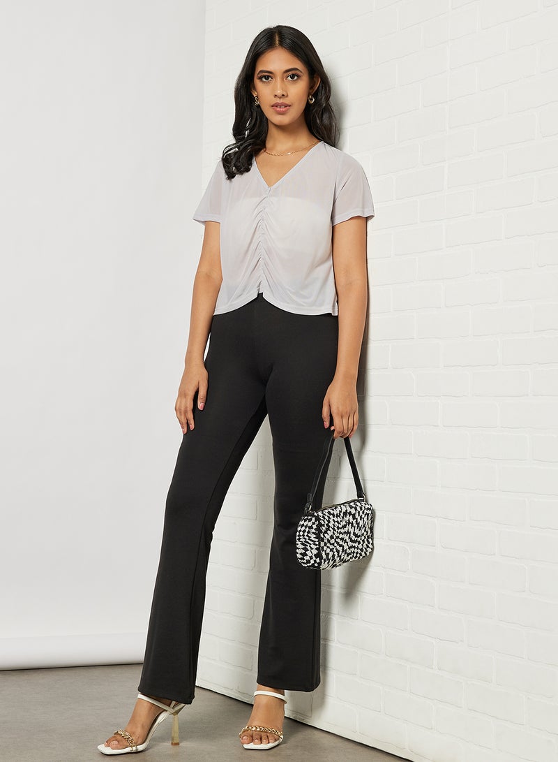 Aila - Women's V-neck Casual Short Sleeve Top Grey - Image 1