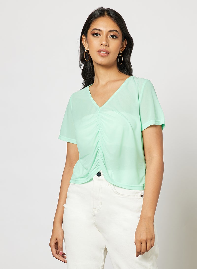 Aila - Women's V-neck Casual Short Sleeve Top Green - Image 1