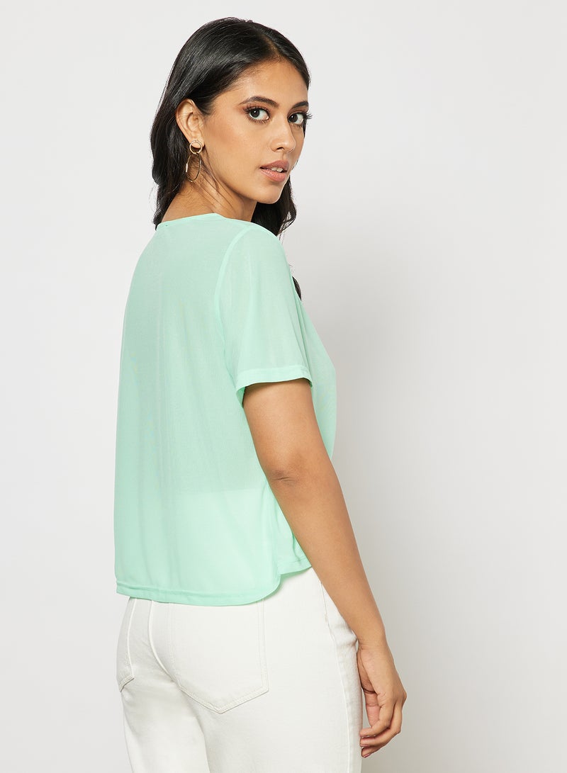 Aila - Women's V-neck Casual Short Sleeve Top Green - Image 1